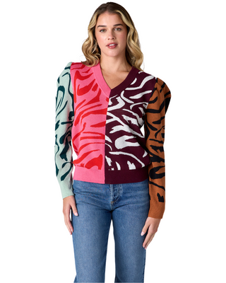 Teddie Sweater- Zebra Colorblock