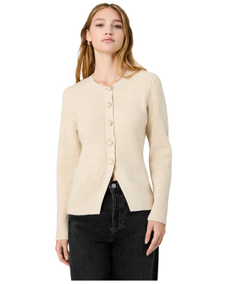 Marley Knit Slim Fit Button Front Top- Oatmeal