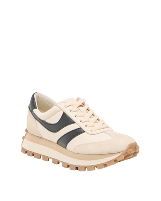 Tresa Sneaker- White + Black Leather