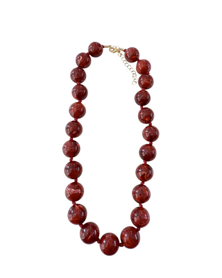Mabry Beaded Necklace- Maroon