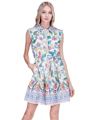 Front Placket Shirt Dress- Festival Florals