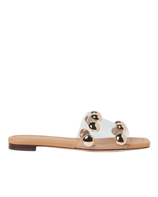 Hayes Studded Flat Sandal- Clear/Dune/Champagne