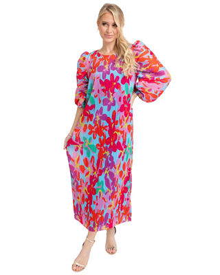Big Floral Pleated Dress