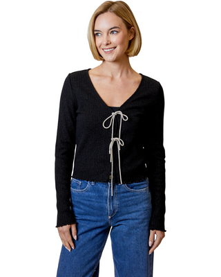 Crystal Bow Cardigan- Black