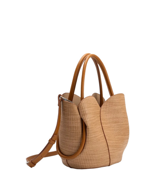 Tulip Top Handle Bag - Raffia Embossed