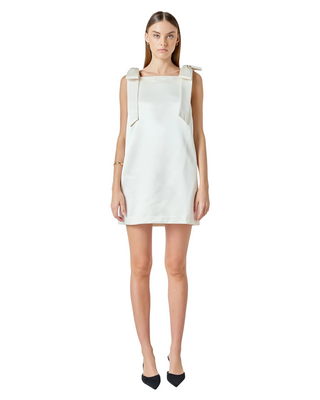 Satin Bow Dress- Ivory