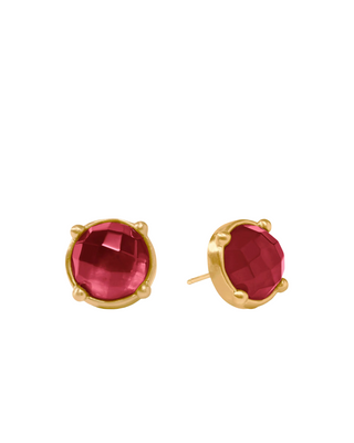 Honey Stud- Gold- Iridescent Ruby Red