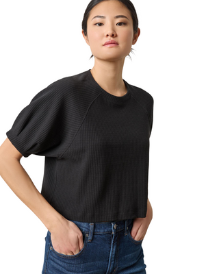Pleated Sleeve Top- Black