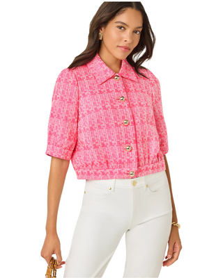 Marciana Boucle Jacket- Cherry Blossom Pink Blurred Lines Boucle