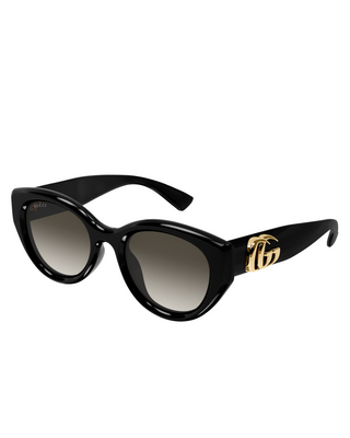 Gucci Round Cat-Eye Sunglasses- Grey/Black
