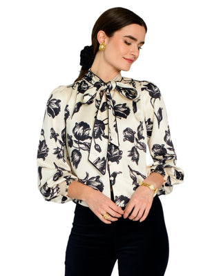 Brit Bow Blouse- Snow Tulip