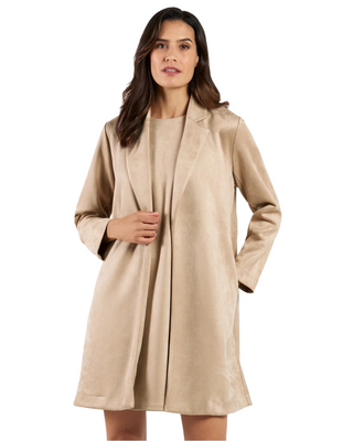 Emma Suede Open Coat- Camel