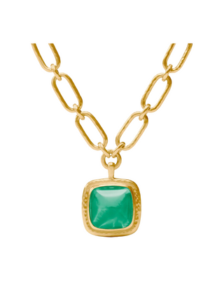 Sahara Statement Necklace- Gold- Iridescent Emerald Green