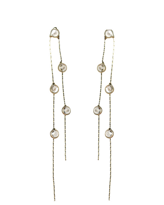 Gold & Crystal Minimalist Duster Drop Earrings