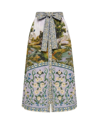 Countryside Landscape Multicolor Midi Skirt- Countryside Landscape