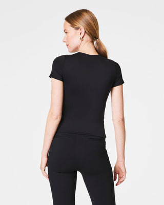 Smoothing Jersey Short Sleeve Crewneck Tee- Black
