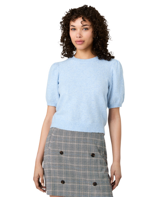 Yulia Knit Puff Sleeve Top- Glacial Blue