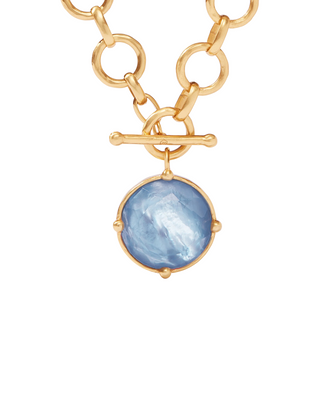 Honeybee Statement Necklace- Iridescent Chalcedony Blue