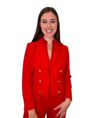 Bella Crop Blazer- Red
