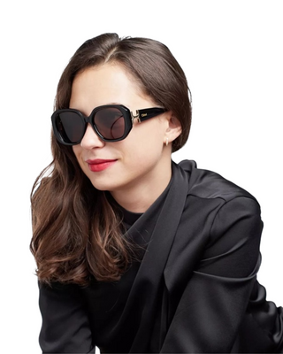 Chloe Marcie Square Sunglasses- Black + Black/Brown Gradient 56MM