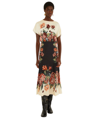 Winter Floral Cream Maxi Dress