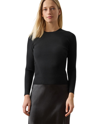 Fitted Crewneck Sweater- Black