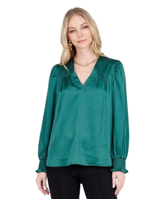 Tyler V-Neck Blouse- Teal