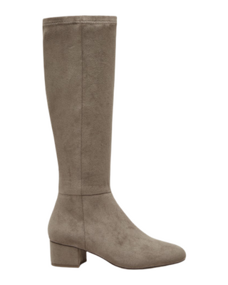 Gold Boot- Taupe Stretch Suede