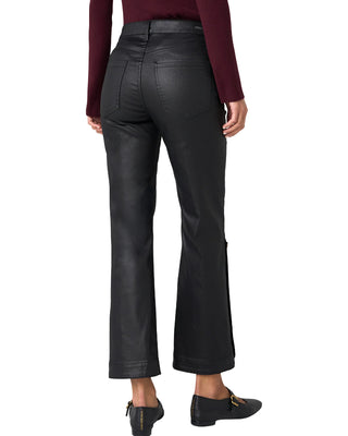 Hannah Crop Flare Buttoned Slit- Black Coated
