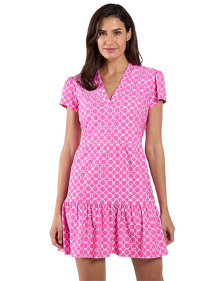 Ginger Dress- Circle Geo Peony Gold