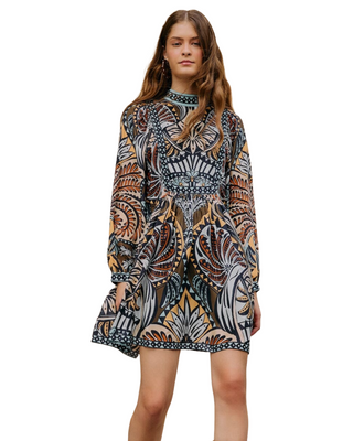 Balamana Long Sleeve Mini Dress- Multicolor
