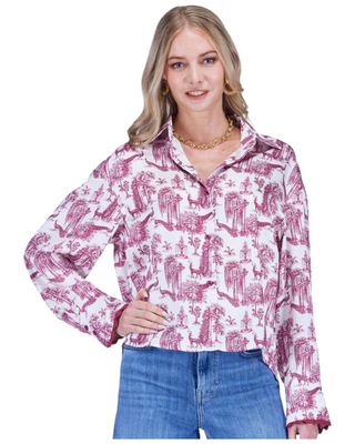 Parisian Garden Blouse- Maroon