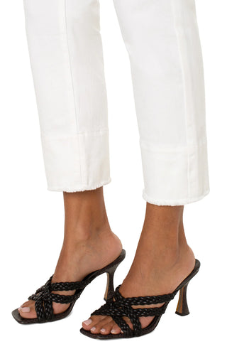 Gia Crop Slim with Double Fray Hem and Back Slit- Bright White