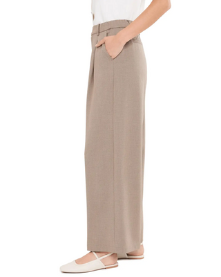 High Rise Wide Leg Trouser 30"- Khaki Melange