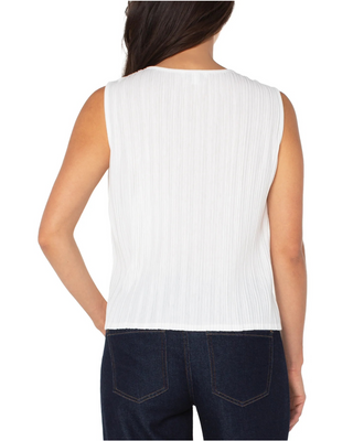 Sleeveless Boat Neck Knit Top- Vintage White