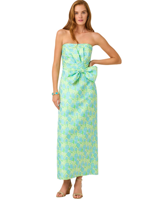 Tiernan Maxi Dress- Capri Blue Tulip Tango Jacquard