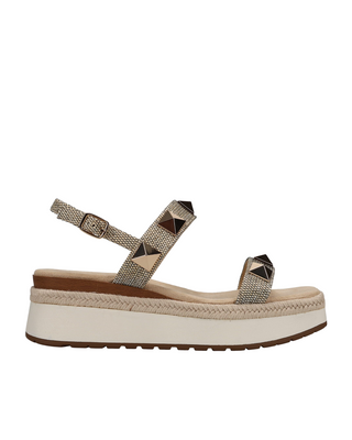 Elby Platform Sandal- Camel Raffia