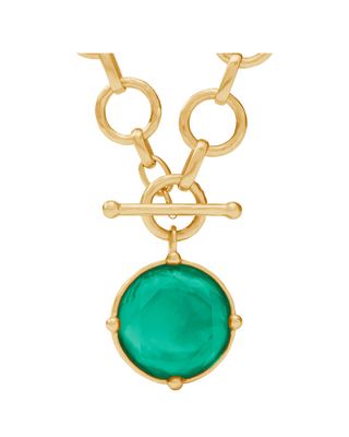 Honeybee Statement Necklace- Gold- Iridescent Emerald Green