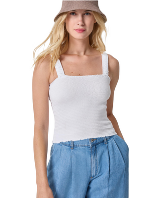 Organic Smocked Tank- White