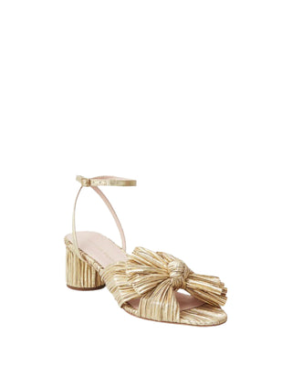 Dahlia Knot Mule with Ankle Strap- Gold