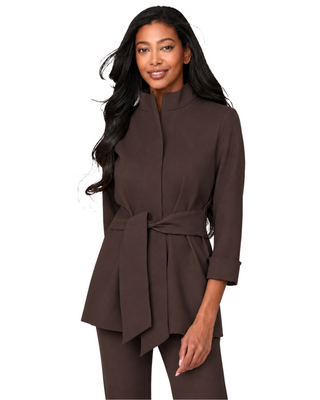 Danielle Tie Front Jacket- Chocolate