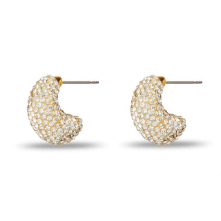 Pave Dome Mini Hoop Earrings- Crystal