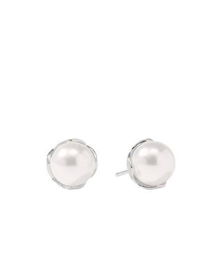 Penelope Stud- Silver- Pearl- L