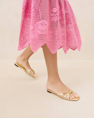 Izzie Knotted Flat Sandal- Gold