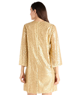 Renata Lace Dress- Gold Cheetah
