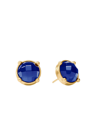 Honey Stud- Gold- Iridescent Sapphire Blue