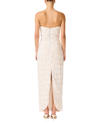 Silvana Strapless Gown- White + Silver