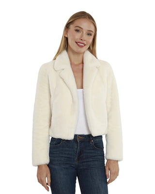 Faux Fur Crop Jacket- Ivory