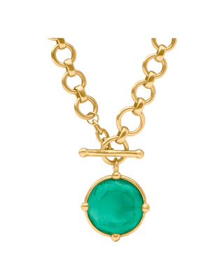 Honeybee Demi Necklace- Gold- Iridescent Emerald Green