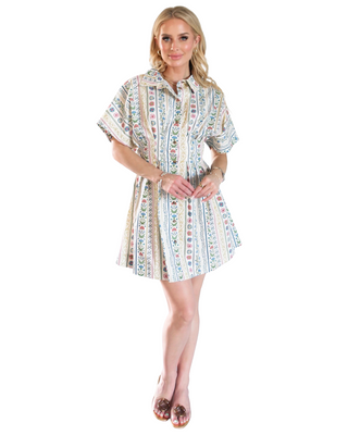 French Cottage Floral Shirt Dress